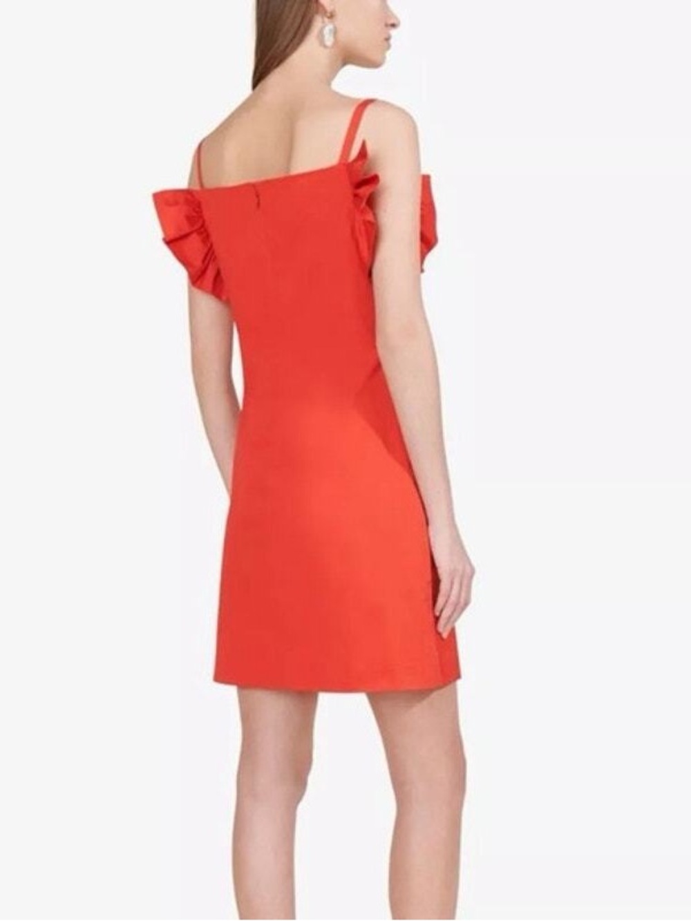 STAUD Red Ruffle-Shoulder Mini Dress - Picture 3 of 6